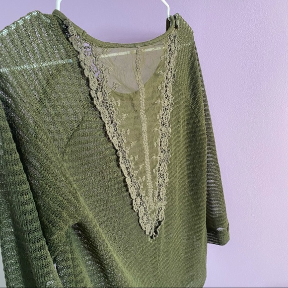 Green lace/crochet sweater cardigan - Picture 4 of 4